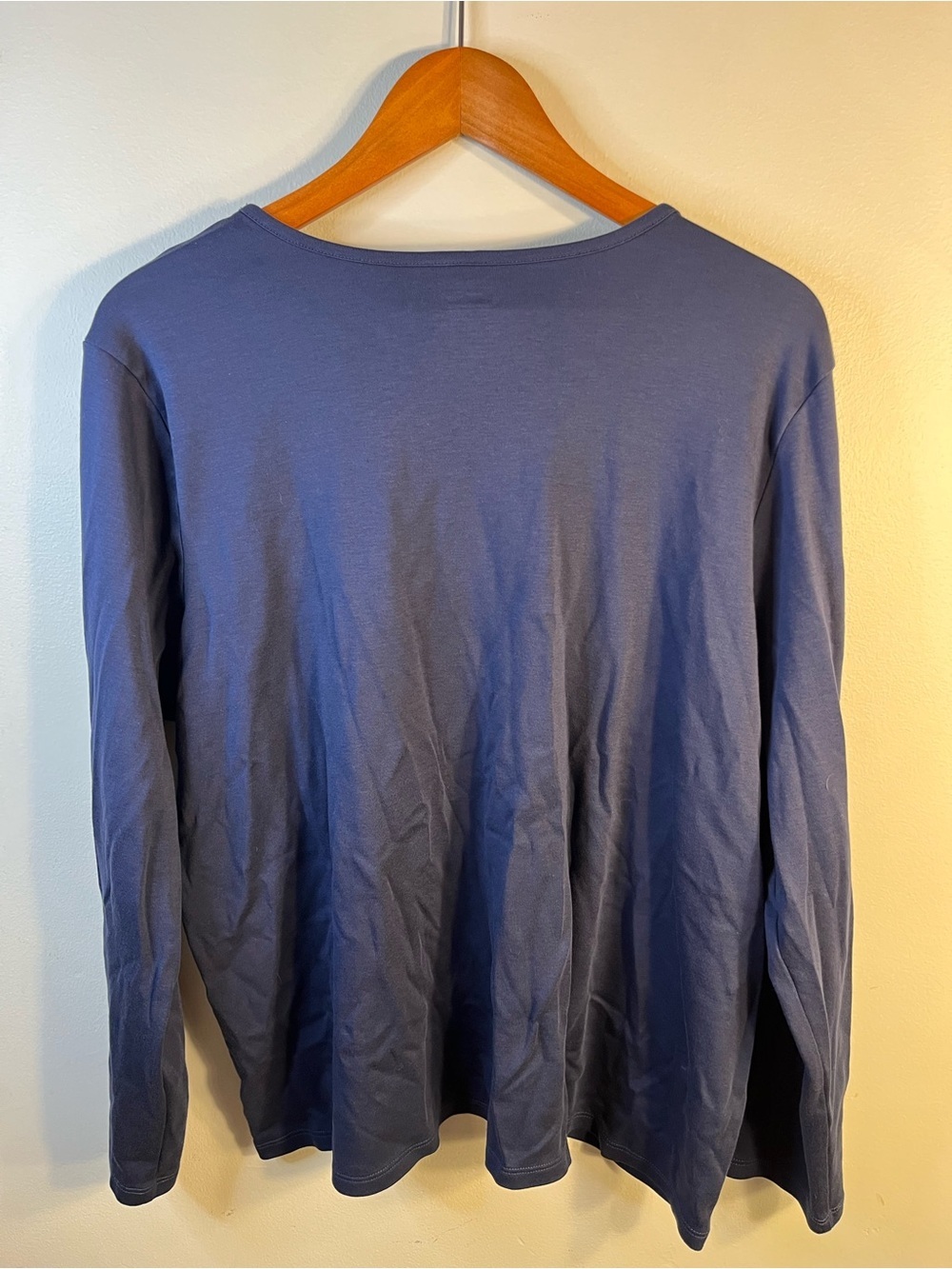 LL Bean Long-Sleeve Crewneck Shirt - Navy Blue 100% Supima Cotton Women’s 2X - Picture 2 of 7